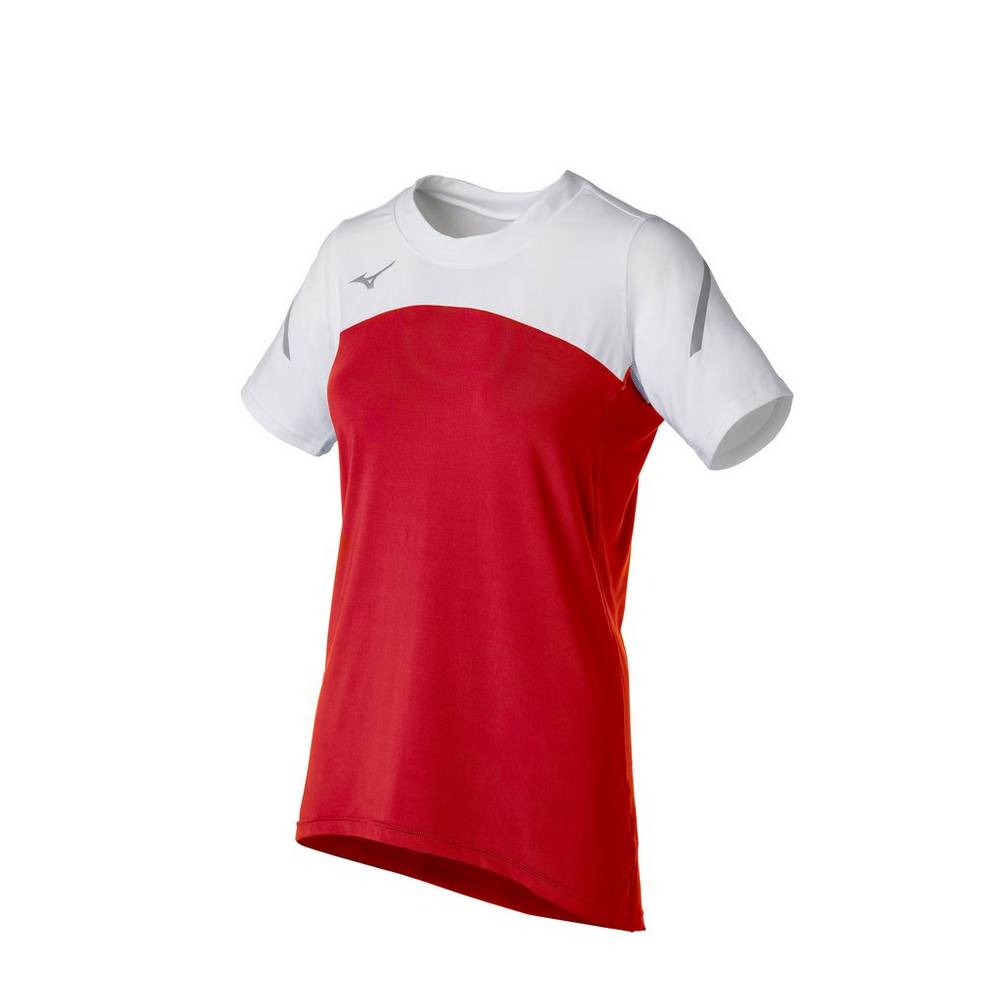 Damske Dresy Mizuno Techno VII Short Sleeve Červené/Biele Vypredaj YXWE15374